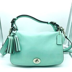 Coach Aqua Saddle Bag Purse With Tassels and Tags NEW IN DUST BAG